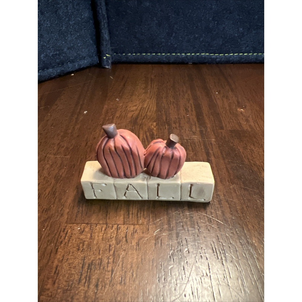 Vtg Blossom Bucket Primitive Folk Art "Fall" Blocks wPumpkins Suzi Skoglund 2003